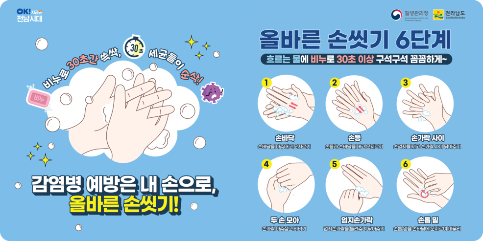 감염병 예방을 위한 올바른 손씻기 방법 안내