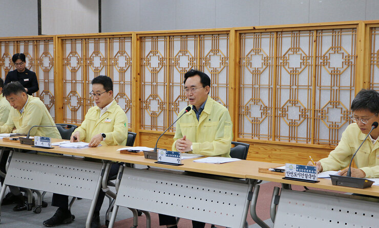 태풍대응 상황판단 회의 나주시장의 당부말씀 모습
