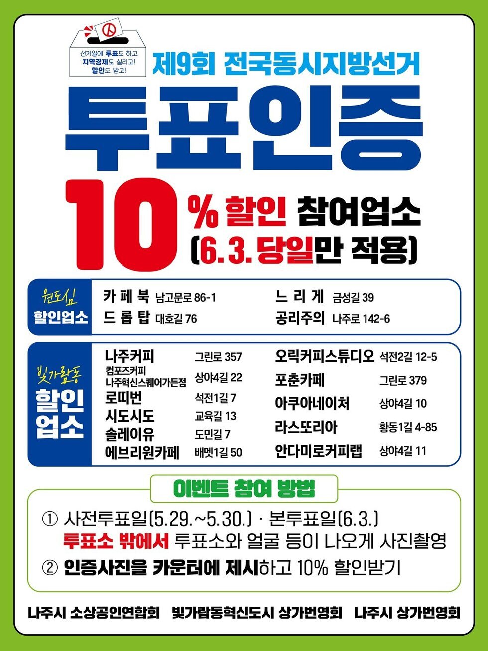 “소중한 한 표, 지역경제 힘 보탠다” 나주시 투표인증 이벤트