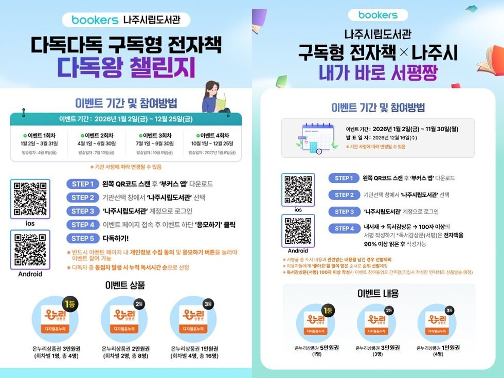나주시립도서관 ‘부커스’ 누적 이용 2만여 명, 이벤트도 풍성
