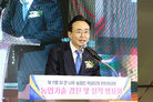 나주시 농업인 학습단체 한마음대회 농업기술 경진 및 실적발표회에서 축사를 하고 있는 나주시장