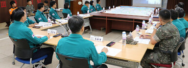 2023년 을지연습 최초상황보고 회의 측면에서 촬영한 회의 모습