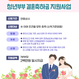 나주 청년부부에게 드리는 200만원 축하금!