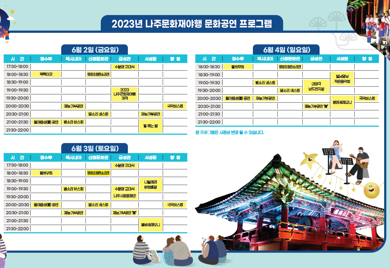 2023 나주 문화재 야행 행사 일정